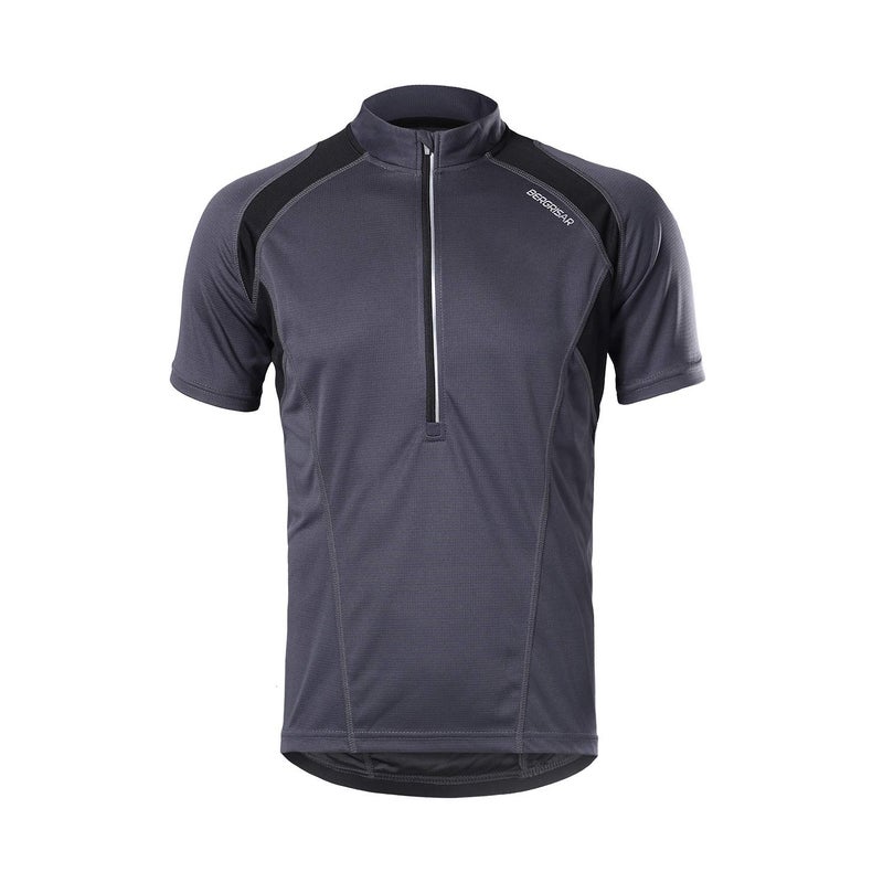 BERGRISAR Men's Half Zipper Cycling Jersey Short Sleeves Bike Bicycle Shirts with Zipper Pocket Quick-Dry Breathable BG060 Grey S - Image 5